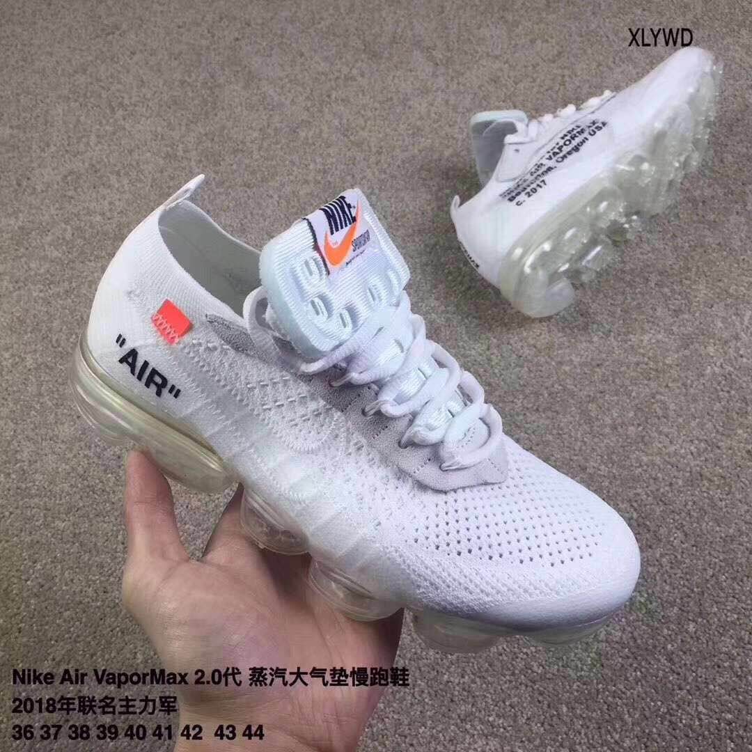 Women UNC OFF-WHITE Nike Air VaporMax Flyknit 2018 All White Shoes - Click Image to Close